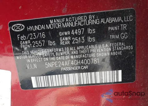 2016 Hyundai Sonata из США, поврежденный, VIN 5NPE24AF4GH400781